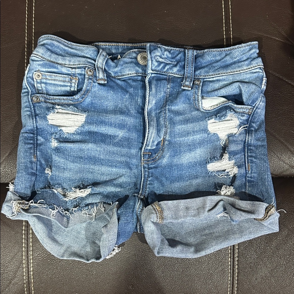 American Eagle Outfitters Ripped Blue Jean Shorts